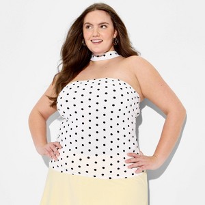 Women's Scarf Tube Top - Wild Fable™ White Polka Dots 1X : Target