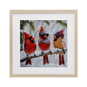 Stupell Industries Row of Cool Cardinals Framed Print Under Glass Art - 1 of 4