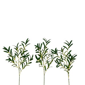 Nearly Natural 23-in Lighted Artificial Olive Branch Stems with 30 Warm White LED Lights - Set of 3 - 1 of 3