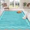 Washable Scalloped Rugs for Living Room Bedroom, Modern Solid Non Slip Rugs for Nursery Room Kids Room, Large Low Pile Carpet for Dining Room - 2 of 4