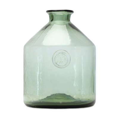 Melrose Sage Glass Bottle Neck Vase 9"H