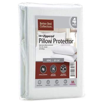 Better Bed Collection Zipped Poly/Cotton PIllow Protectors - 4 Pack White