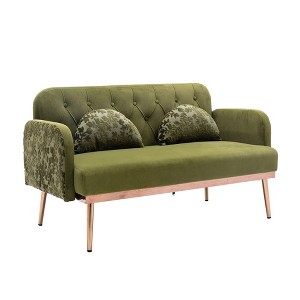 Comfy Upholstered Modern Velvet Loveseat Sofa for Living Bedroom Leisure Areas - 1 of 4