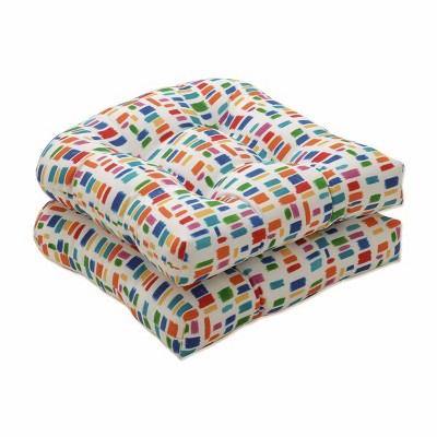 20c 19" x 19" Outdoor/Indoor Seat Cushion Color Tabs Primaries Blue - Pillow Perfect