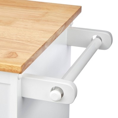 White Wood Kitchen Cart with Spice Rack and Storage