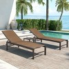 3pc Outdoor Five Position Adjustable Curved Aluminum Lounge Set Brown - Crestlive Products: Weather-Resistant Patio Furniture Set with Side Table - image 3 of 4