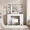 Makeup Vanity Desk, Adult Dressing Table Set, Vanity Desk with Lights Charging Station, Drawers, for Bathroom, Bedroom, White - 4 of 4