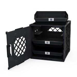 UbeCube Grabinet 1"x3" Kit Crate Black Bin: Stackable Polypropylene Storage, Industrial Style, 13.5" Square - 1 of 4