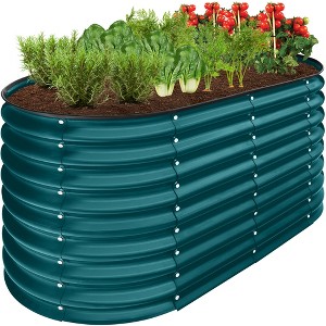 Best Choice Products 4x2x2ft Outdoor Raised Metal Oval Garden Bed, Planter Box for Vegetables, Flowers - 1 of 4