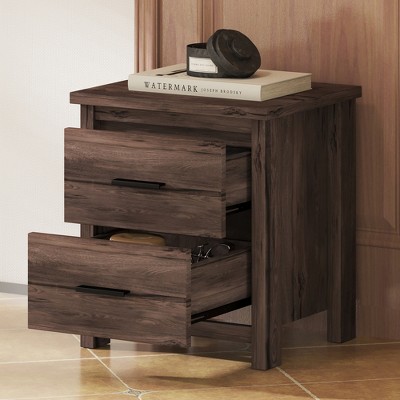 Vintage Wooden Nightstand with 2 Drawers, Large Storage Space 4Q - ModernLuxe