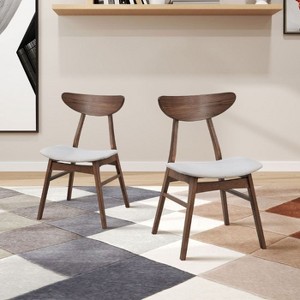 CAVINAS Set of 2 Upholstered Dining Chairs with Solid Rubberwood Frame and Polyester Seat, Armless Design for Kitchen or Dining Room - 1 of 4