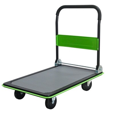 NAYSAYE Foldable Platform Dolly Heavy Duty Flatbed Cart with Swivel Wheels and Anti Slip Plate for Loading and Storage, Green, 35.43"*23.62"*34.25"