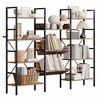 4-Tier Industrial Bookshelf, Triple Wide Bookcase with 11 Adjustable Shelves, Rustic Wood & Metal Storage Shelf for Living Room, Bedroom, Home Office - 3 of 4