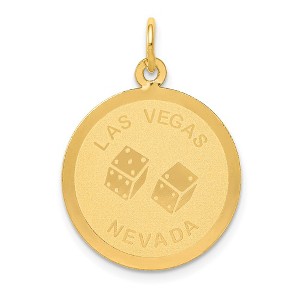 Black Bow Jewelry 14k Yellow Gold Las Vegas Nevada Disk Charm - 1 of 4