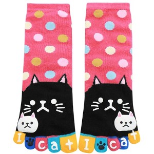 INSPIRE CHIC Women's Elastic Cuffs Stretchy Dots Cat Socks One Size - 1 of 4
