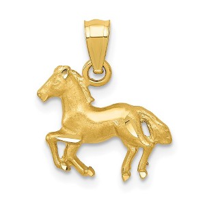 Black Bow Jewelry 14k Yellow Gold Small Satin Galloping Horse Pendant - 1 of 4