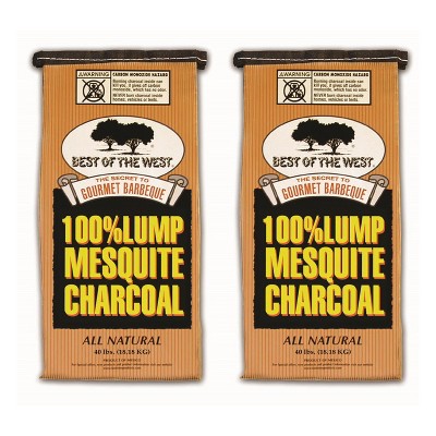 Best of the West Premium Mesquite Natural Hardwood Lump BBQ Grill Smoker Charcoal Briquettes, 40 Pounds (2 Pack)