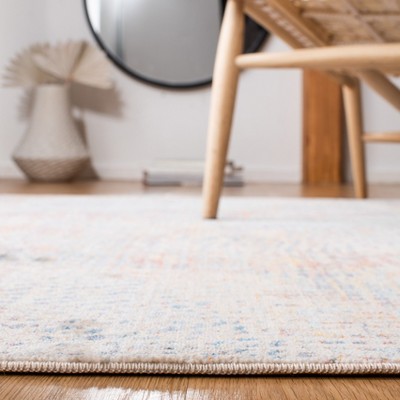 Vintage Blue and Rust Round Synthetic Area Rug