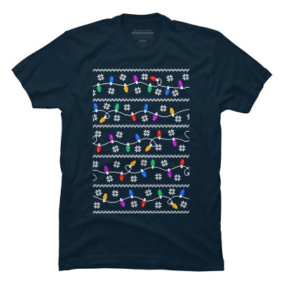 Men's Design By Humans Christmas Garland Lights Retro Pixel Pattern By R4Design T-Shirt