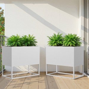 Wooakway Outdoor/Indoor/Decor Metal Elevated Raised Garden Bed Planter Box Planter Pots Cachepot Nursery Pot - 1 of 4