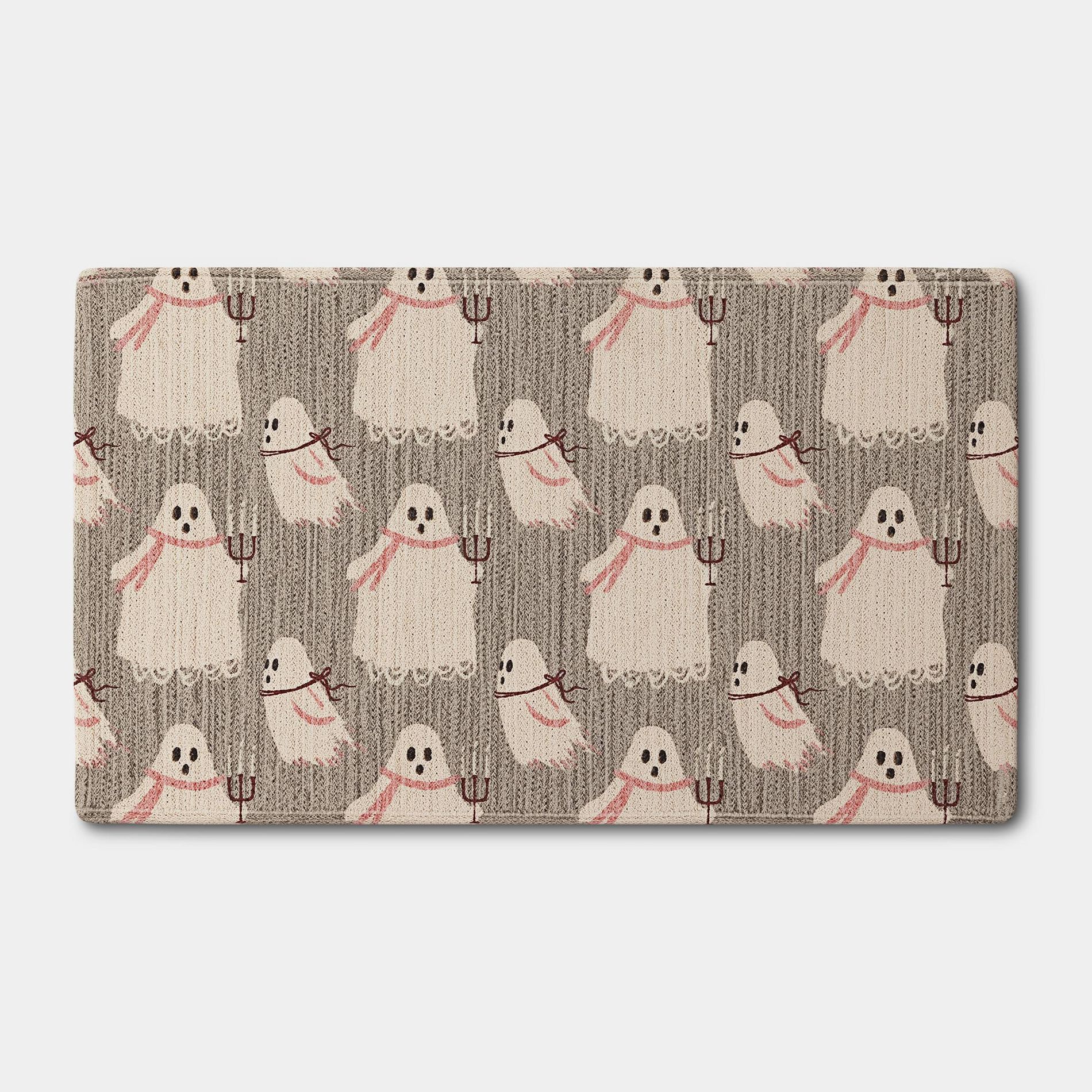 20"x34" Ghost 'BOO' Bone Parlour Reversible Halloween Scatter Floor Mat - Hyde and EEK! Boutique™