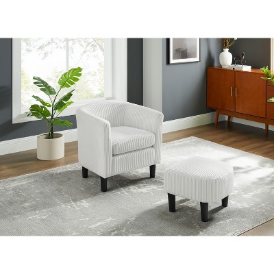 Okak Accent Chairs for Bedroom, Modern Accent Chair, Upholstered Arm Chair Corduroy Single Sofa Chair with Ottoman Foot Rest Comfy Armchair