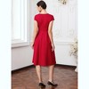 INSPIRE CHIC Women's Vintage Square Neck Cap Sleeve Causal A-Line Midi Dresses - 3 of 4