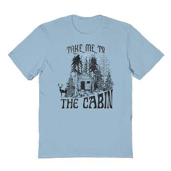 Rerun Island Men's Christmas Take Me To The Cabin Wood Short Sleeve Graphic Cotton T-shirt