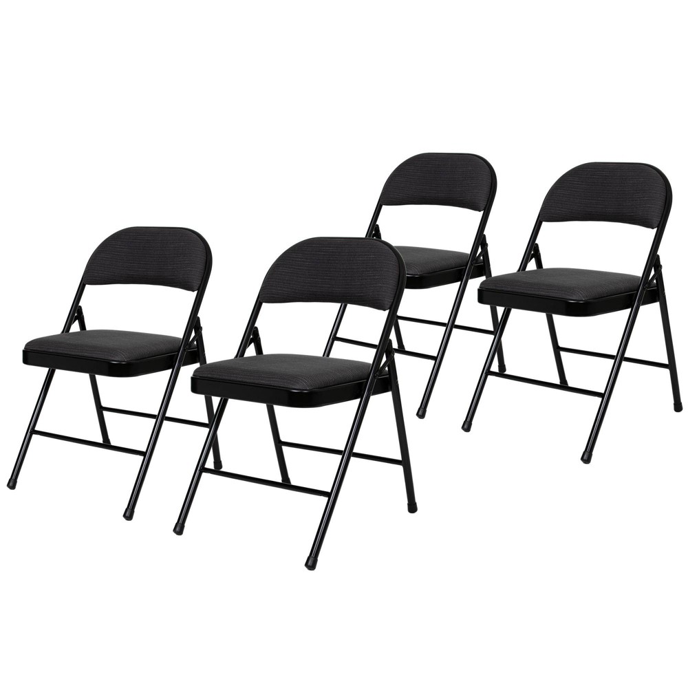 Photos - Computer Chair Set of 4 Fabric Padded Folding Chairs Black - Hampden Furnishings