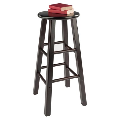 Espresso Industrial Solid Wood Bar Stools Set of 2