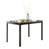 Sapphtopaz Dining Table Kitchen Table Transitional Simple Style Brown Faux Marble Table Top Black Metal Finish Frame for Kitchen, Dining Room - 2 of 4