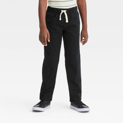 Boys' Stretch Straight Fit Woven Pull-On Pants - Cat & Jack™ Black 8 Slim