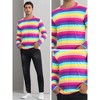 Lars Amadeus Men's Crew Neck Long Sleeves Casual Pullover Rainbow Striped T-Shirt - 4 of 4