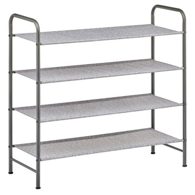 mDesign Metal and Polyester 4 Tier Shoe Storage Organizer Rack - Graphite/Gray