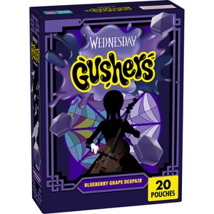 Fruit Gushers Halloween Wednesday Blueberry Grape Despair Fruit Flavored Snacks - 16oz/20ct - 1 of 4
