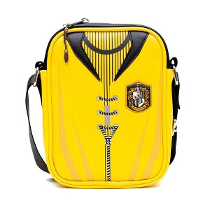 The Wizarding World of Harry Potter Vegan Leather Crossbody Bag with Adjustable Straps, Hogwarts Hufflepuff Quidditch Uniform - 1 of 4
