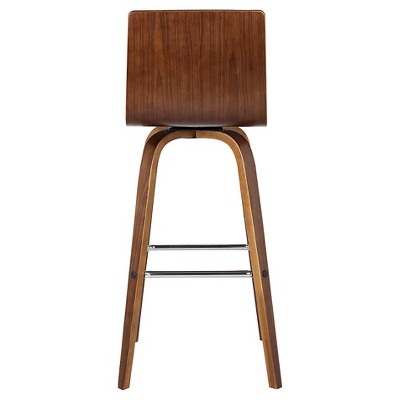 Vienna Contemporary Swivel Bar Stool in Walnut & Brown Leather