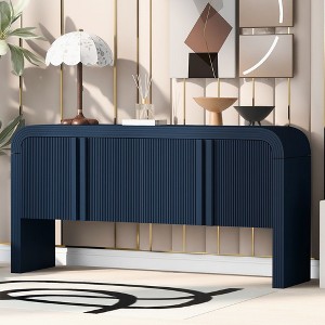 CAVINAS Modern 4-Doors Entryway Sideboard Cabinet with Curved Design,Wooden Buffet Cabinet with Storage for Kitchen,Dining Room - 1 of 4