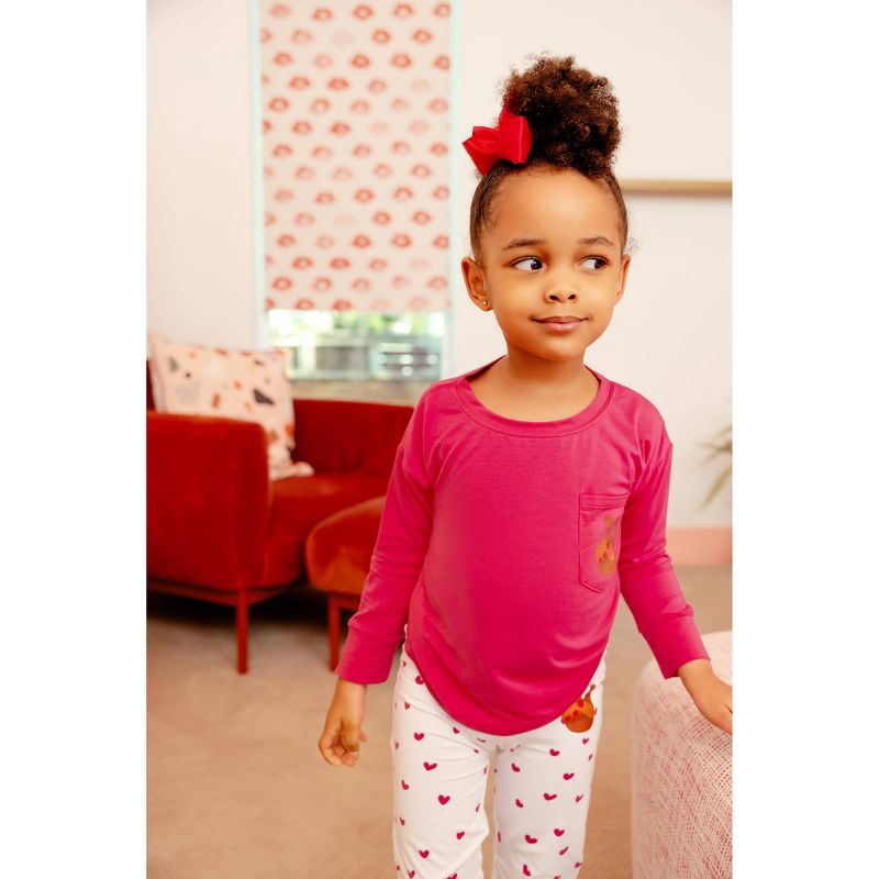 Elle Olivia Toddler Girls' 2pc Peace Fingers Pajama Set - Vibrant Pink, 5 of 10