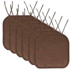 Herringbone Stitch Memory Foam Non-Slip 16" x 16" Chair Cushion Pad with Ties by Sweet Home Collection® - 1 of 4