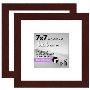 Americanflat 7x7 Picture Frame with Polished Plexiglass - Set of 2 - Use as 4x4 Frame with Mat or Display 7x7 Photo Without Mat - Galleria Collection - 1 of 1