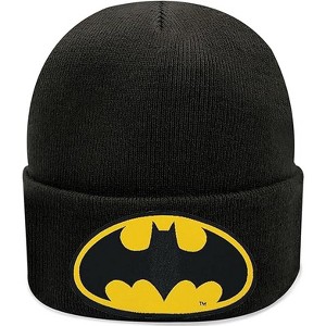 Beanie for Kids and Adults Winter Hat – Beanie with Batman Patch Licensed (One Size) - 1 of 4