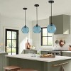 Modern Blue Pendant Light, Single Hanging Fixture with Spiral Texture for Dining Room or Entry - 4 of 4