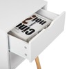 Presence 40*30*60cm Simple And Modern White Cabinet, Wood Color Legs, MDF Spray Paint, High Legs, Two Drawers, Bedside Table - 3 of 4