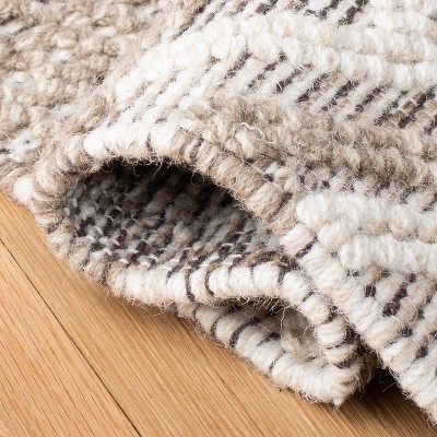 Ivory and Grey Geometric Wool 9' x 12' Handmade Area Rug