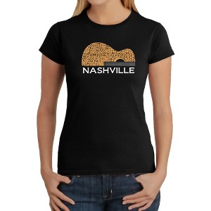LA Pop Art Nashville Guitar - Women's Word Art T-Shirt - 1 of 4