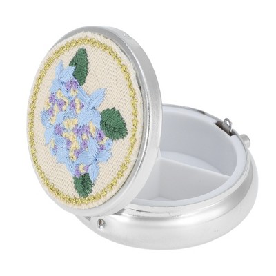 Unique Bargains Flowers Pattern Pill Box Silver Tone Assorted Color 1 ...