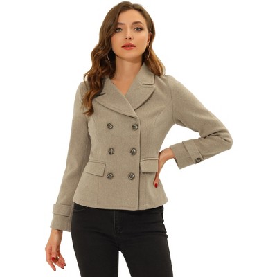 INSPIRE CHIC Women's Notched Lapel Double-Breasted Pea Coat