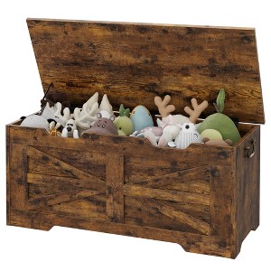Storage Chest, Storage Bench with Safety Hinge, Flip Top Wood Blanket Storage Trunks Chest for Entryway, Living Room - 1 of 4