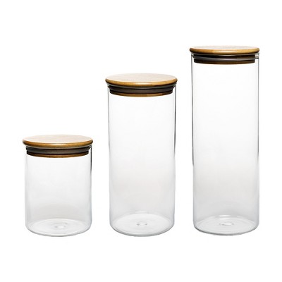 Amici Home Yosemite Glass Canister, Assorted Set Of 3 : Target